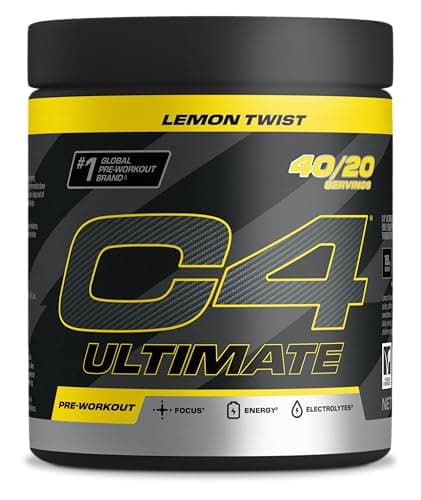 Image of CELLUCOR C4 Ultimate Pre Workout Powder Lemon Twist 20 Servings, 40 if Single Scooped | Zero Sugar Pre Workout with Caffeine 300mg, L Citrulline 6000mg, Beta Alanine 4800mg, Vitamins and Electrolytes