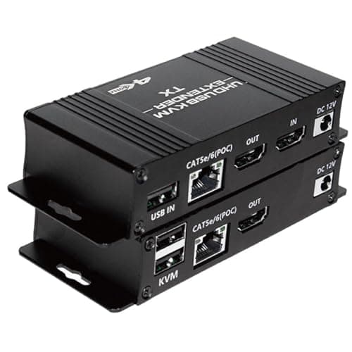 Image of HDMI USB KVM Extender Kit 4K 60Hz, BolAAzuL 50M HDMI KVM USB Extender Balun Over RJ45 Cat5e/6 Network Cable with Loop Out & POC Function, Lossless Trans Flexible Distance