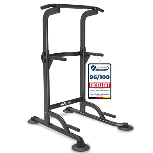 Image of DH FitLife Power Tower Dip Station | Freestanding Pull-Up Bar | Dip Bars & Back Trainer | Multi-Function Fitness Station | Home Gym Power Rack | Strength Training Workout Equipment