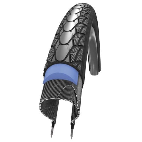 Image of Schwalbe Marathon Plus 700x28c Wired Tyre with Smartguard Reflective Sidewall, 740g (28-622), Black with Reflective Sidewall