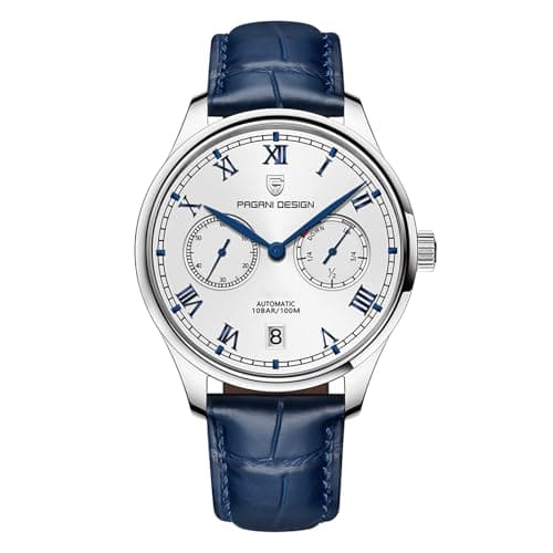 Image of Pagani Design Men's Watch Classic 41mm Automatic Mechanical Stainless Steel Wristwatch Sapphire Glass Waterproof Date Luxury Casual Watch (Leather Blue)