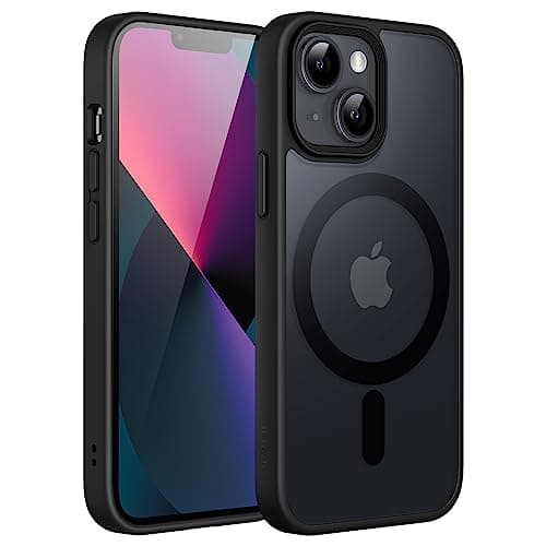 Image of JETech Magnetic Case for iPhone 13 mini 5.4-Inch Compatible with MagSafe, Translucent Matte Back Slim Shockproof Phone Cover (Black)