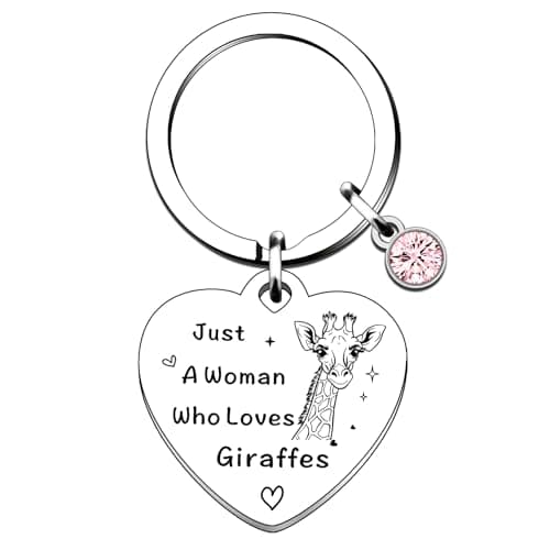 Image of QMVMV Funny Giraffe Keyring Gifts Animal Lover Gift Just A Woman Who Loves Giraffes Lover Gift For Women