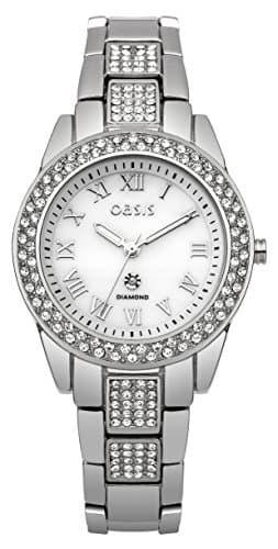 Image of Oasis Women's Quartz Watch with White Dial Analogue Display and Silver Bracelet B1537