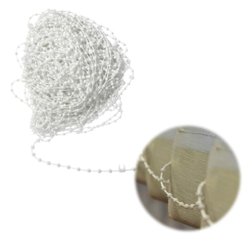 Image of 20 Meter Vertical Blind Bottom Chain with 200 Clips, Replacement Repair Parts Kit for 89mm (3.5 Inch) Slats, Durable White Plastic Beaded Cord for Window Blinds Accessories