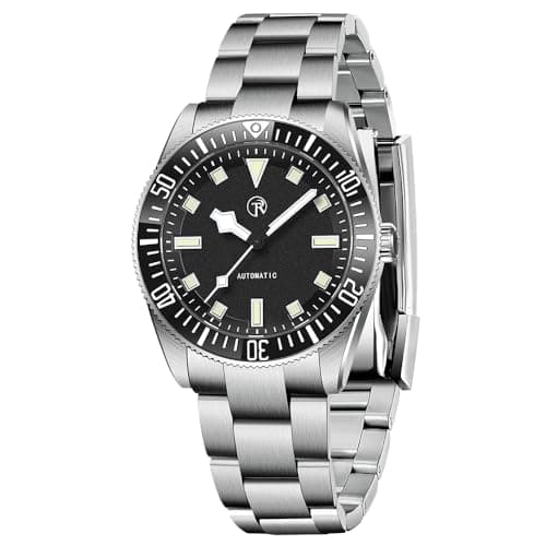 Image of RollsTimi 7910 Automatic Watches for Men, NH35 Self Winding Watch Stainless Steel Band 100M Waterproof Ceramic Bezel Screwed Crown Synthetic Sapphire Glass