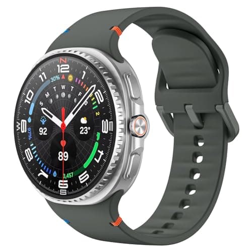 Image of MoKo Sport Strap for Samsung Galaxy Watch 8 Strap 40mm 44mm/Galaxy Watch 8 Classic 46mm, Soft Silicone Replacement Band for Men Women, M/L, Army Green