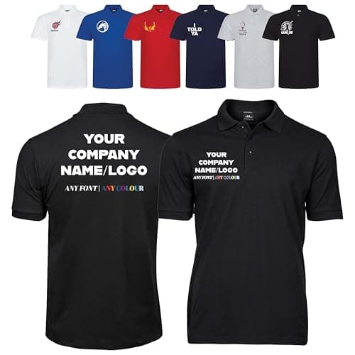 Image of Varsany Custom Workwear T-Shirt – Personalised Uniform Polo Shirts for Men & Women, Unisex Tops for Business or Trades Black