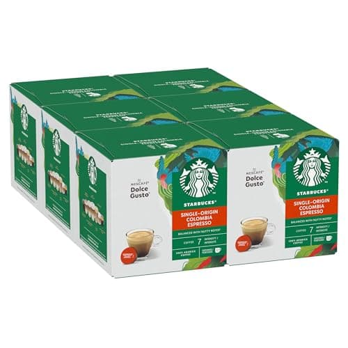 Image of STARBUCKS Colombia Medium Roast Espresso Coffee Pods by NESCAFÉ Dolce Gusto - 72 Colombian Coffee Capsules (6 packs) - Medium Roast Pods