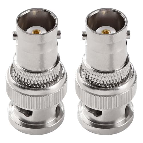 Image of KUOQIY 2 PCS Copper BNC Male to Female Adapter, BNC RF Coaxial Connector for Coaxial Cable, CCTV, Antenna