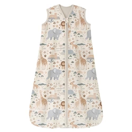 Image of Unnivoll Baby Sleeping Bag 0.5 Tog 6-12 Months Summer Sleep Sack 100% Cotton Baby Sleep Bag Wearable Blanket for Newborn Infant Apricot Elephant
