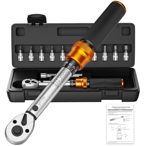 Image of 13PCS Bike Torque Wrench Set 3-25 Nm, Small Torque Wrench 1/4 Drive, Dual-Direction Adjustable 72 Teeth, ±3% Accuracy, with Extension Bar, Socket Bits (Hex & Torx), for Mountain Bike, Bicycle Repair
