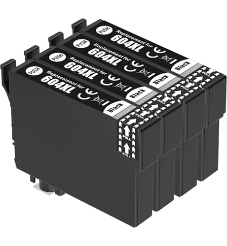 Image of 4 BLACK BVH 604XL Ink Cartridges Compatible with Epson 604 XL Compatible with Epson XP-2200 XP-2205 XP-3200 XP-3205 XP-4200 XP-4205 WF-2910DWF WF-2930DWF WF-2935DWF WF-2950DWF Black