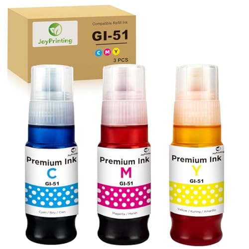 Image of JoyPrinting GI-51 GI51 Ink Bottles Compatible with Canon Pixma GI51 GI-51 Ink Bottle Multipack for Canon PIXMA G1520 G1530 G2520 G2560 G2570 G3520 G3560 G3570 G3571 G3572 G3590 G4570 (C/M/Y, 3-PK)