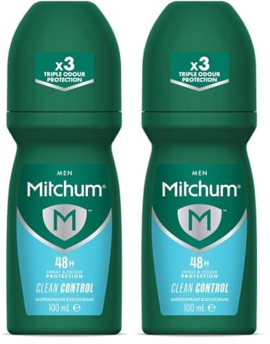 Image of Mitchum Men 48HR Protection Roll-On Deodorant & Anti-Perspirant, Clean Control, 100 ml (Pack of 2)