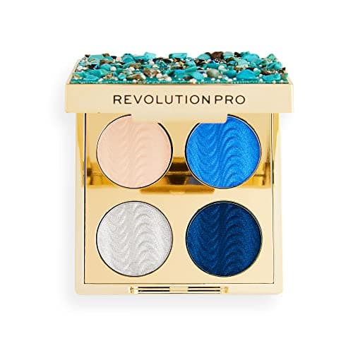 Image of Revolution Beauty London Pro, Ultimate, Eye Quad, Eyeshadow Palette, Ocean Treasure, 4 Shades, 3.2g