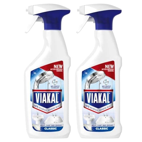 Image of Viakal Bathroom Limescale Remover Spray CLASSIC 500ml (Pack of 2) – Powerful Multi-Surface Descaler for Taps, Showers, and Tiles – Removes 100% Limescale & Prevents Marks with Anti-Droplet Technology