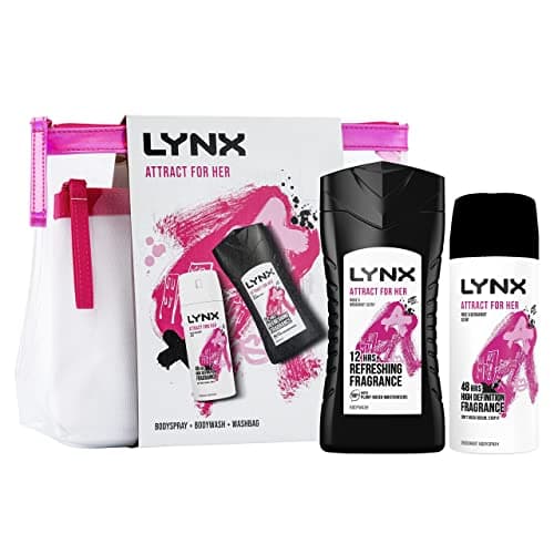 Image of LYNX Attract for Her with a 2 in 1 Duo Shower Gel and Body Spray Wash bag Gift Set Festive gifts for her 2 piece