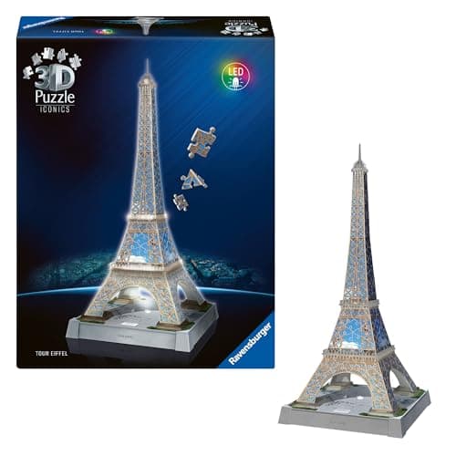 Image of Ravensburger Iconics Eiffel Tower - Light Up 216 piece 3D Jigsaw Puzzle for Adults and Kids Age 10+ Years Up