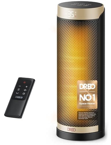 Image of Dreo 16 Inch Electric Heater for Home, 34dB Silent Ceramic Heater, 70° Oscillation Space Heaters Energy Efficient, 3-Mode 3-Speed, Overheating & Tip-Over Protection, 12H Timer, Solaris Slim H3
