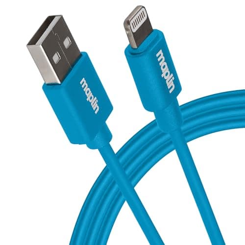 Image of Maplin Premium Lightning to USB-A Cable Blue, 0.75m, Apple MFI Certified, for all iPhones 14, 13, 12, 11, SE, iPad Air/Mini (2019), iPad (up to 2021), Airpods (Lightning Case)