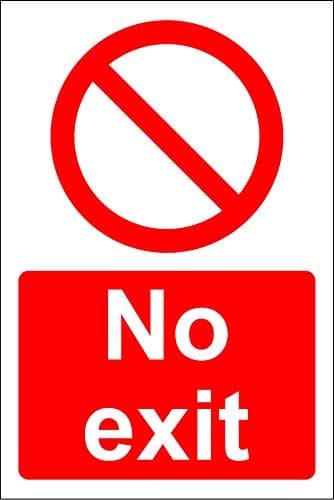 Image of No Exit safety sign - Self adhesive sticker 300mm x 200mm