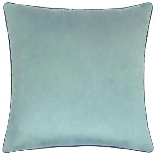 Image of furn. Meridian Cushion Cover – Luxury Contrast Piped Velvet Decorative Case (Mineral/Teal - 45x45cm)
