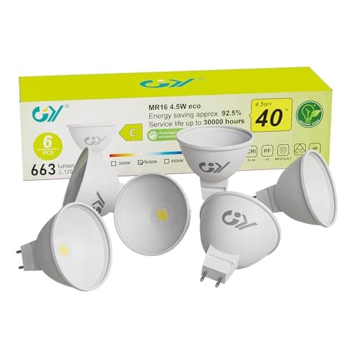 Image of GY MR16 LED Bulbs Neutral White 4000K Light Bulbs, GU5.3 Energy Saving LED Bulbs 4.5W 663 Lumen Replaces 60W Lamp, 110°Beam Angle,Non-Dimmable,6 Pack.