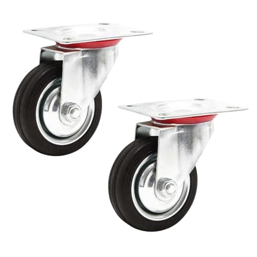 Image of Dunnet Tools 2x Heavy Duty Castor Wheels 125mm 360 Degree Swivel Casters 140kg Trolley Wheels To Move Heavy Objects Unbraked And Solid Rubber Furniture Castors Replacement Wheel Heavy Duty Castors
