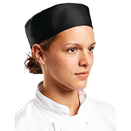 Image of Whites Chefs Clothing Chef Skull Cap - Size M / Medium - Black, Polycotton, 584 mm / 23 inch, Elasticated Back for Comfortable Fit, A206-M
