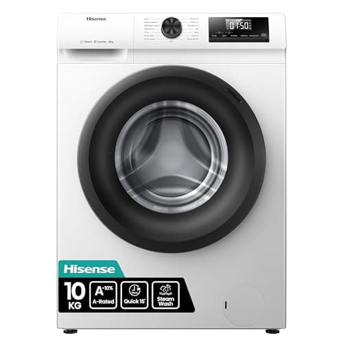 Image of Hisense 1Q Series WF1Q1041BW Freestanding 10 KG Front Load Washing Durable Inverter Machine, Steam Wash, Quick Wash, 15 Washing Programs 1400 RPM White - Energy Rating A