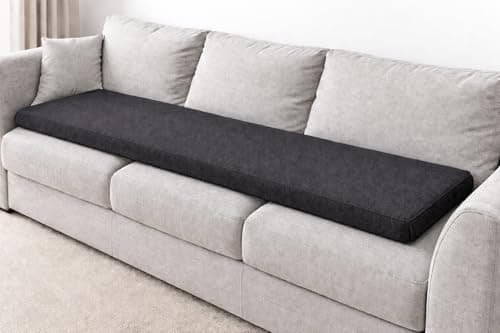 Image of SLUMBER HOME 3 Seater Booster Cushion with Removable Cover, 150 x 50 x 5 cm Firm Memory Foam Orthopaedic Seat Pad, Large Sofa Cushion with Soft PolyesterWater Resistant Cover (Charcoal)