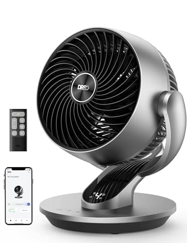 Image of DREO Smart Table Fan for Bedroom, 28dB Silent Air Circulator Fan with Remote, 7 Inch Diameter Cooling Quiet Desk Fan, 120° Vertical Manual+90° Horizontal Oscillating, 4 Speeds, 5 Modes, 12H Timer