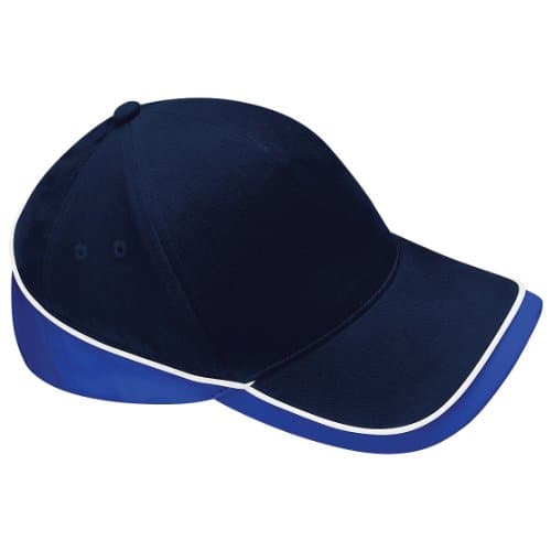 Image of Beechfield Unisex Teamwear Competition Cap Baseball/Headwear (Pack of 2) (One Size) (French Navy/Bright Royal/White)