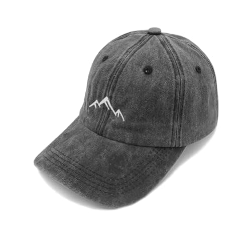 Image of YULOONG Vintage Baseball Cap Mens Peak Embroidery Baseball Hats Classic Washed Cotton Dad Cap Womens Outdoor Sports Cap Adjustable Black