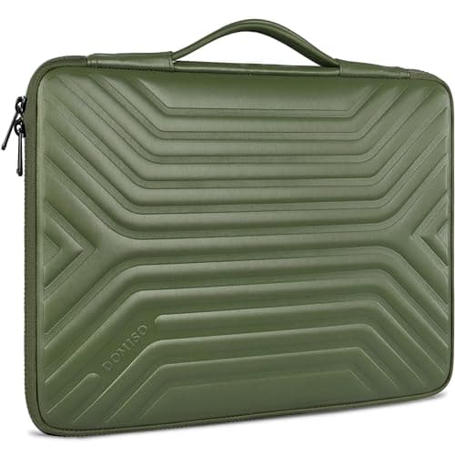 Image of DOMISO 15.6 Inch Laptop Sleeve Case with Handle, Waterproof Shockproof Laptop Protective Carry Case for MacBook Pro, Acer Aspire, HP ENVY, Lenovo IdeaPad, Dell XPS,Olive