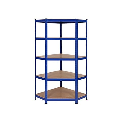 Image of Heavy Duty Corner Steel Shelving Garage Racking Unit 150kg per shelf (5 Levels 1500mm H x 750mm/630mm W x 300mm D)