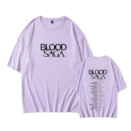 Image of Blood SAGA Worldtour T-Shirt Album Printed Y2K Sport Daily Cotton Fabric Unisex Shirts(A. Purple,XL)
