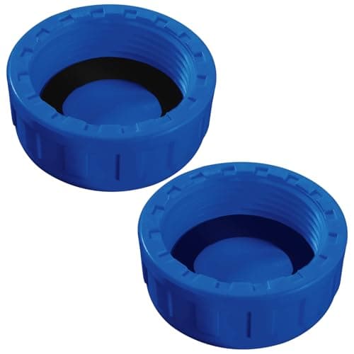 Image of Lyeteung 2 PCS G1-1/4 Pipe PVC Threaded Cap, Kitchen Sink Waste Pipe Blanking Cap Female Thread, Appliance Trap Blanking Caps, with Sealing Rubber Rings, for Sealing Joints and Pipes End, Blue