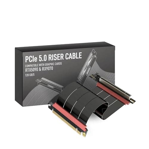 Image of LINKUP - AVA5 Armour PCIE 5.0 Riser Cable | RTX5090 RX9070 GPU Ready | x16 128GB/s Speed | Compatible with PCIe 4.0 & WRX80/WRX90E | Right Angle, Black, 20cm (Total Length 24cm)