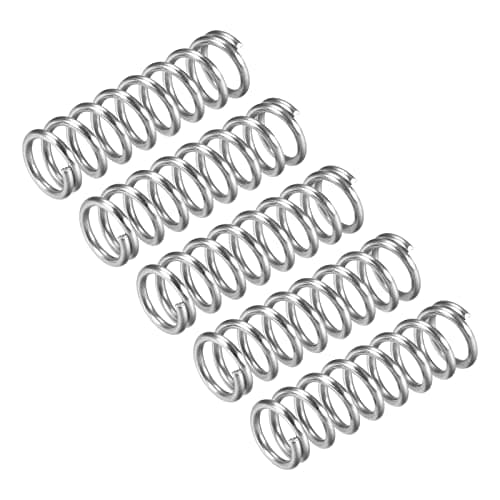 Image of sourcing map Compression Spring, 5Pcs 304 Stainless Steel, 12mm OD, 1.6mm Wire Size, 40mm Free Length, Silver Tone