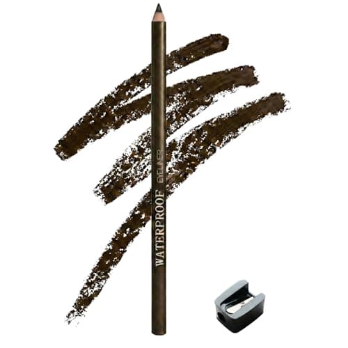 Image of Dark Brown Waterproof Smudge-Proof Kohl Eyeliner Pencil 2-Pack with Sharpener - Creamy Long-Lasting Fine Point Precision Liner for Natural Smokey Eye Makeup on All Skin Tones