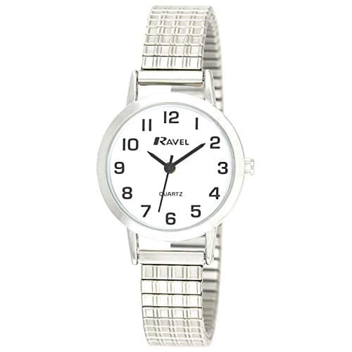 Image of Ravel - Unisex Traditional Watch with Clear Numeral Dial on Expander Bracelet - Silver Tone