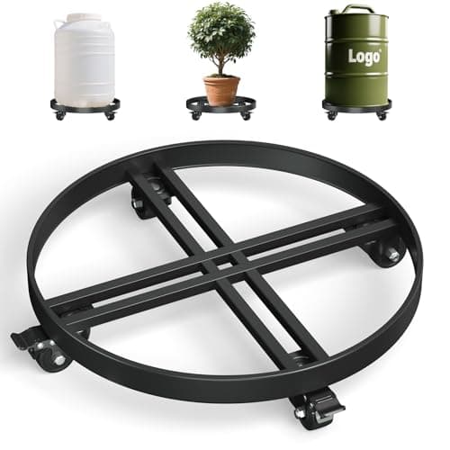 Image of Zsytbyyds 55-Gallon Stainless Steel Drum Dolly – Heavy-Duty Dolly with Double Cross Braces & 4 Swivel Caster Wheels, 1250 lb Capacity for Industrial Use