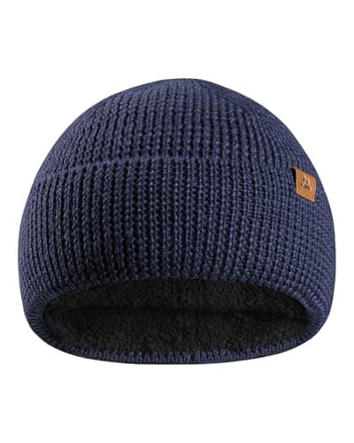 Image of DANISH ENDURANCE Merino Wool Beanie Hat Kids, Warm Fleece Lining, Thermal Autumn Winter Hats for Boys & Girls, Knit, Unisex, Blue, One Size