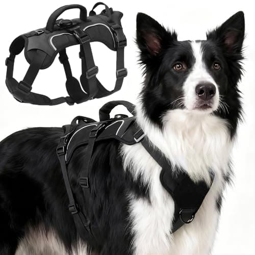 Image of Ledeak Escape Proof Dog Harness, No Pull Reflective Pet Vest with Handle, Tactical Anti-Pull Breathable Adjustable Dog Harness for Medium Large Dogs Outdoor, Walking, Training and Running (Black, XL)