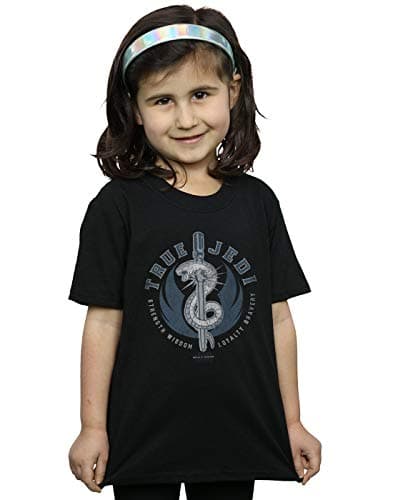 Image of Star Wars The Rise of Skywalker True Jedi Blue Girls T-Shirt Black 9-11 Years