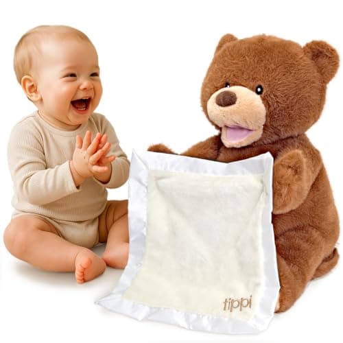 Image of Tippi Peek a Boo Teddy Bear Toy - Interactive Talking Teddy With Comforter - For Newborn Baby Boys or Girls - Soft Toy Peekaboo Bear For Babies 0-12 Months +