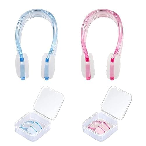 Image of shweehon 2 PCS Nose Clips Swimming, Swimming Nose Clip Kids Adult, Silicone Plastic Waterproof Clear Colorful Nose Clip, for Children Adults Snorkeling Surfing Diving Underwater
