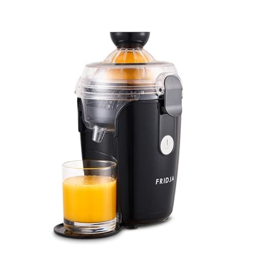 Image of Fridja f800 Automatic Citrus Juicer Machine - Premium One-Touch, No Spills or Splashes, Easy to Clean, Stainless Steel, Black, Quiet Motor, 50W, 400ml - Ideal for Oranges, Lemons, Limes & Grapefruits